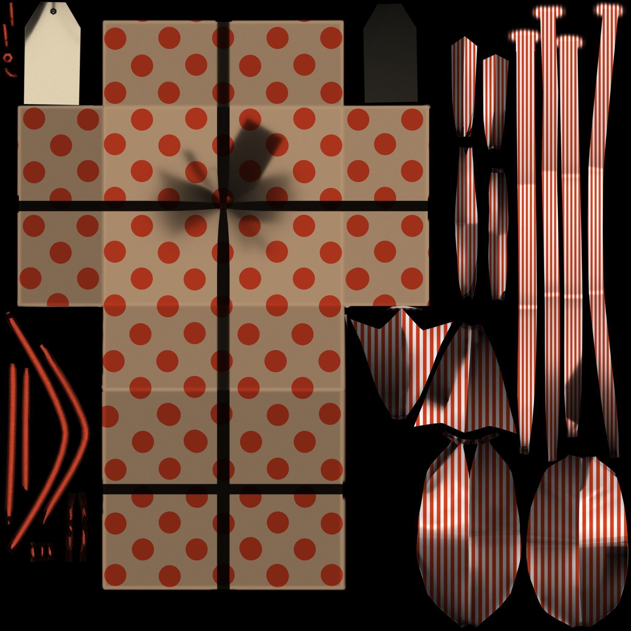 Gift Box with Ribbon V2 Low-poly 3D model_6