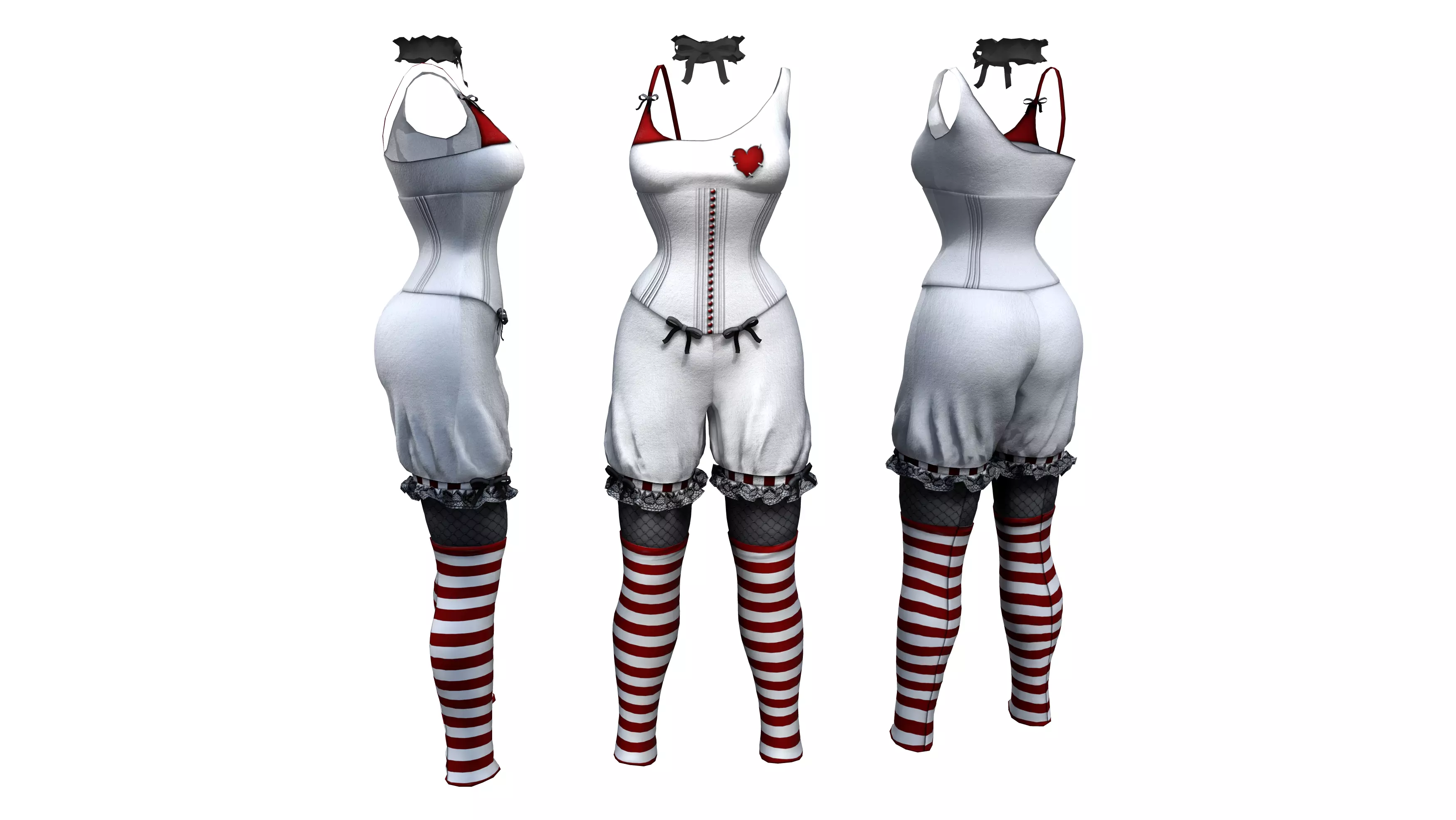 Heart Bloomers and Leggings Outfit Low-poly 3D model