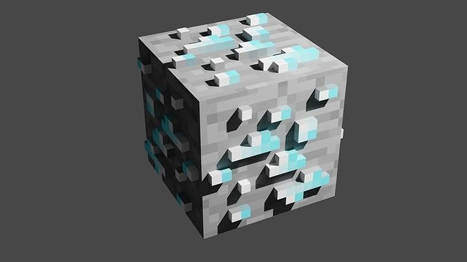 Minecraft diamond ore  Low-poly 3D model