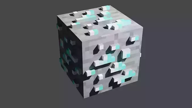 Minecraft diamond ore  Low-poly 3D model
