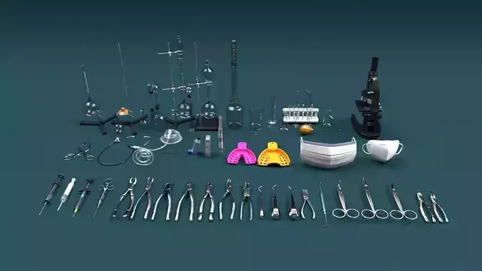 Surgery Instruments Sets Low-poly 3D model