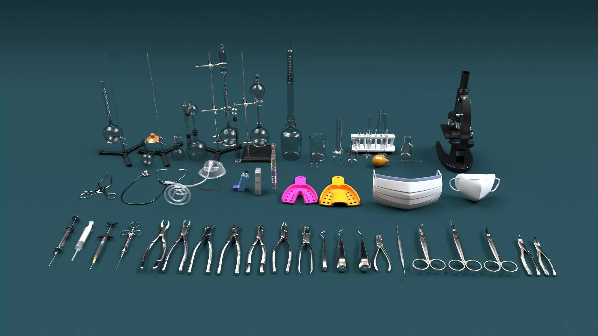Surgery Instruments Sets Low-poly 3D model_0