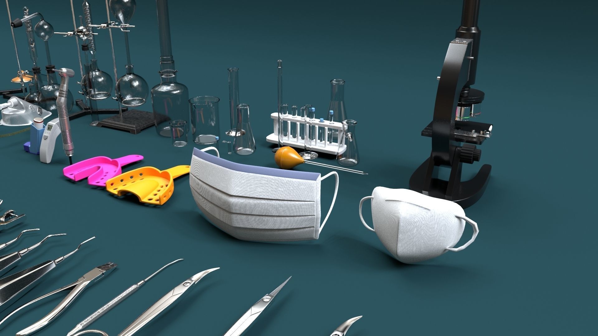 Surgery Instruments Sets Low-poly 3D model_9