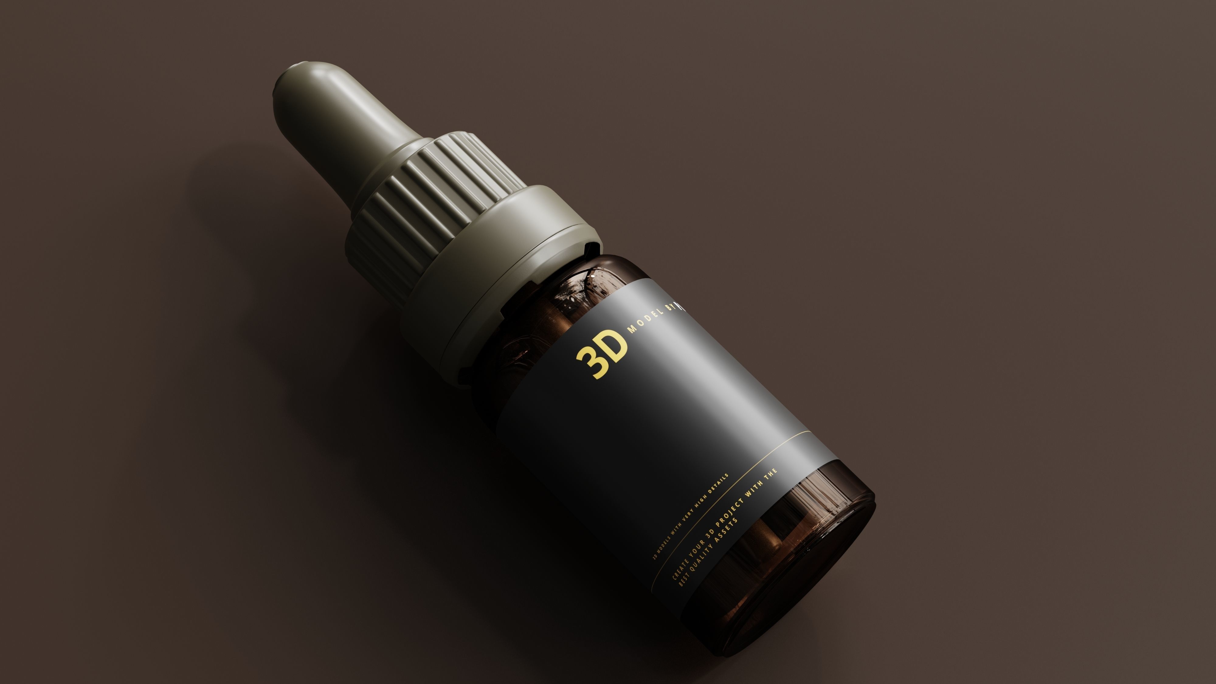 Amber Glass Dropper Bottle 3D model_4