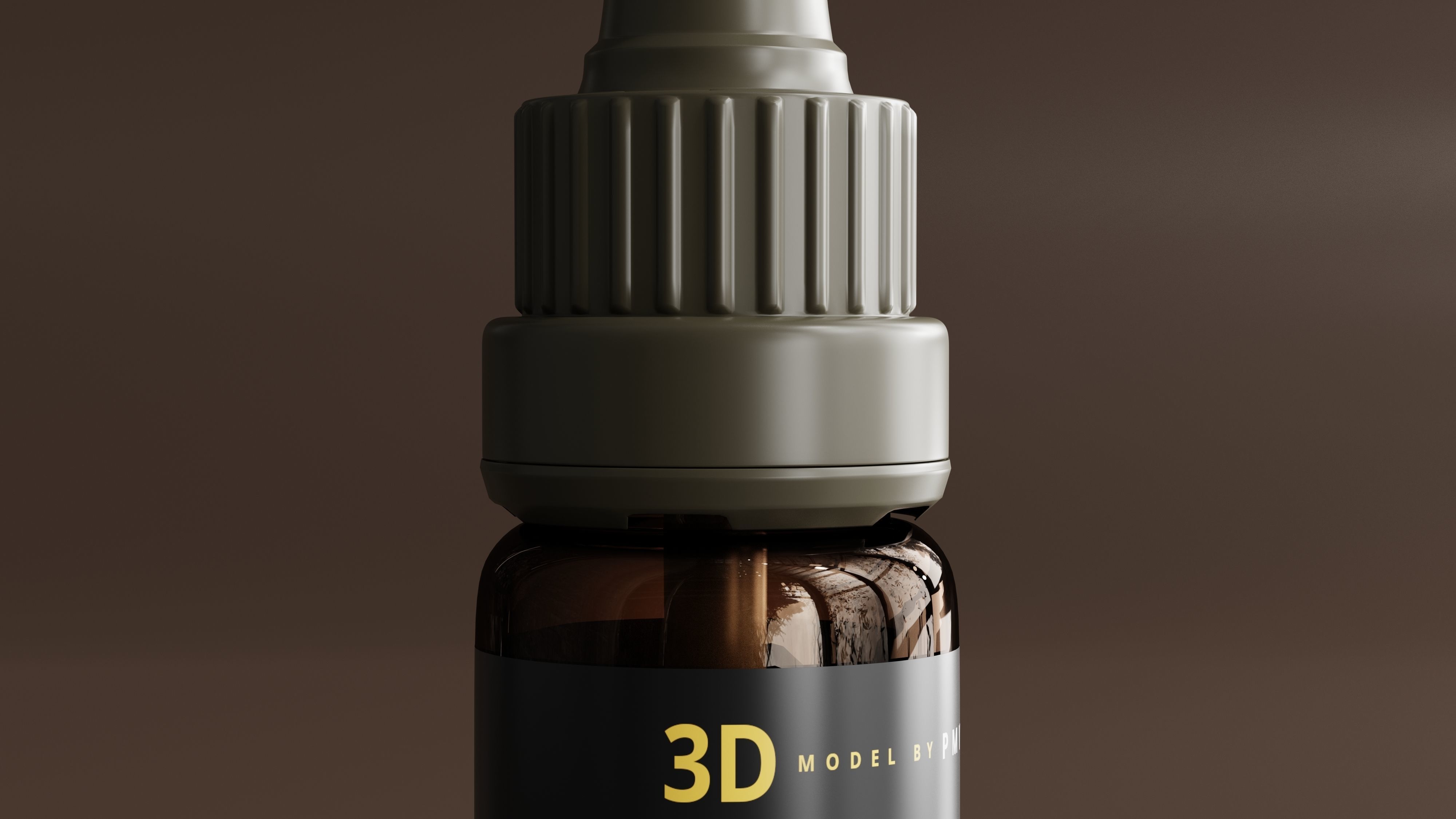 Amber Glass Dropper Bottle 3D model_3