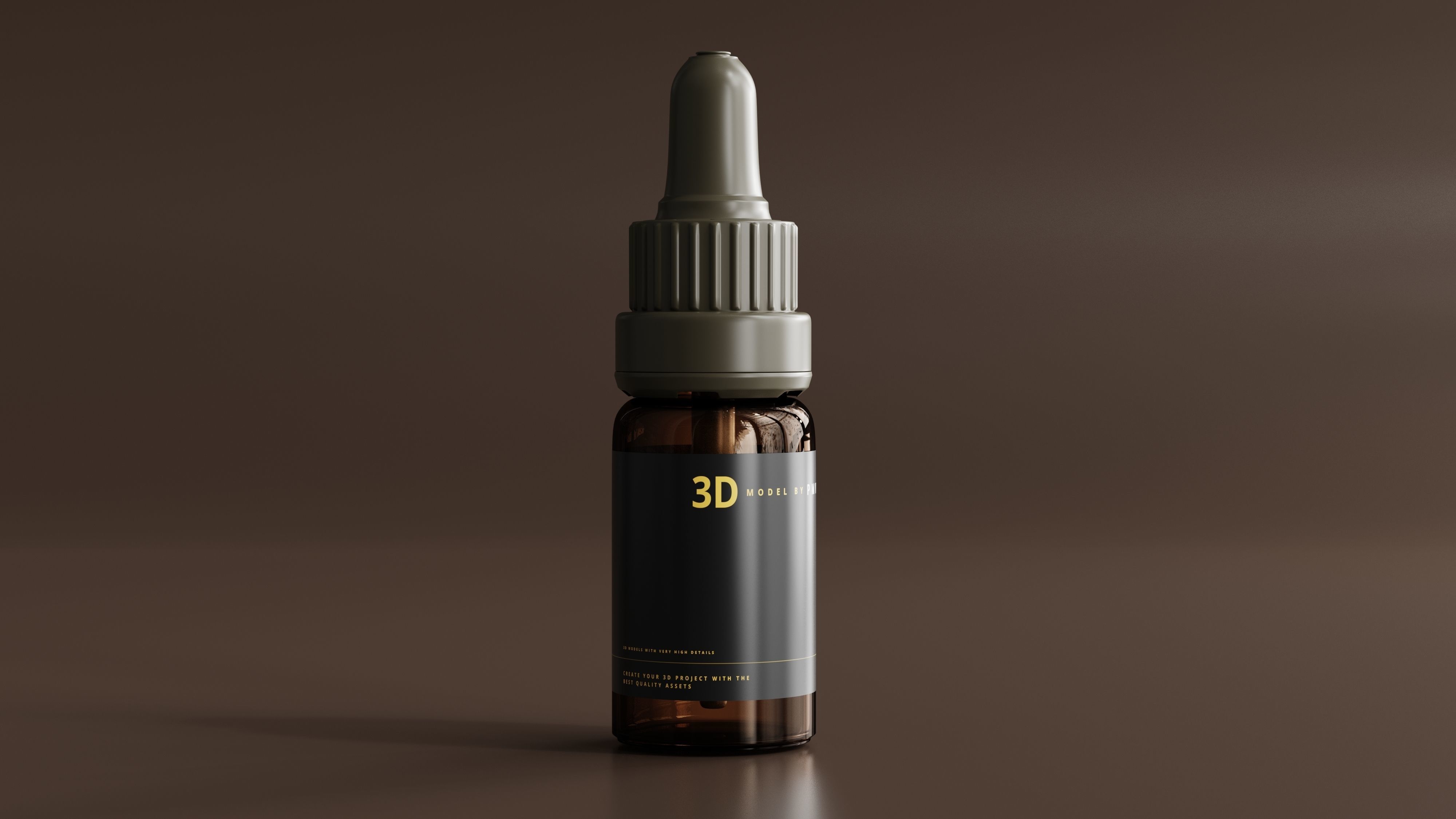 Amber Glass Dropper Bottle 3D model_1