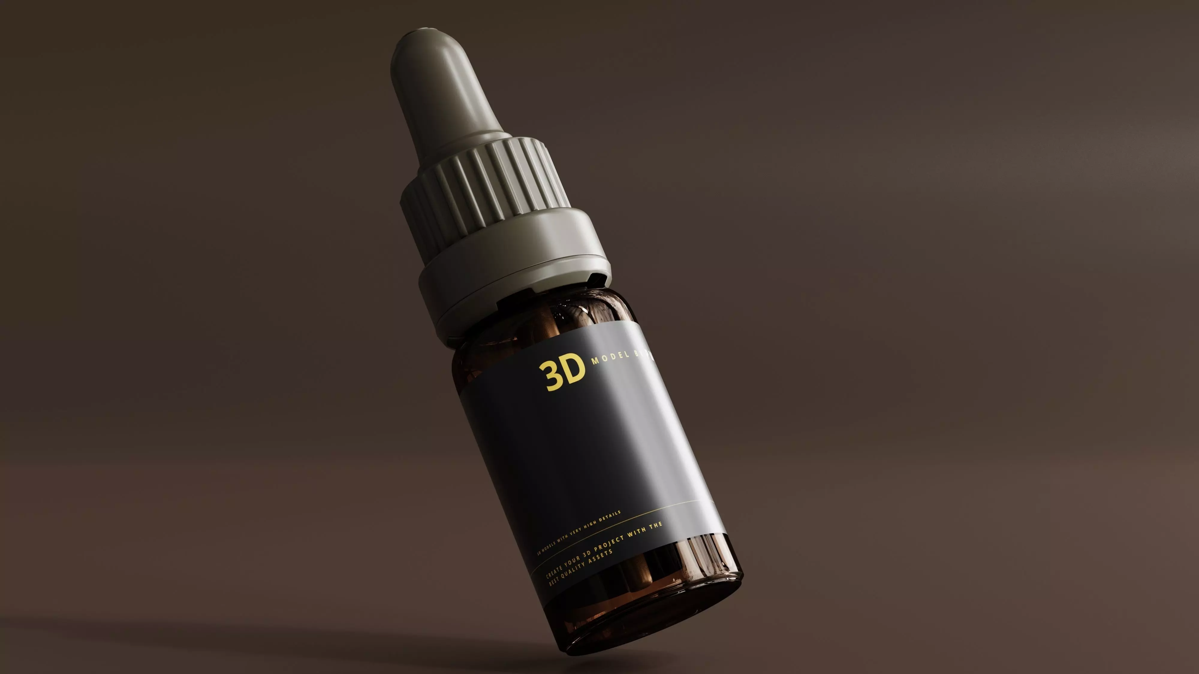 Amber Glass Dropper Bottle 3D model_0