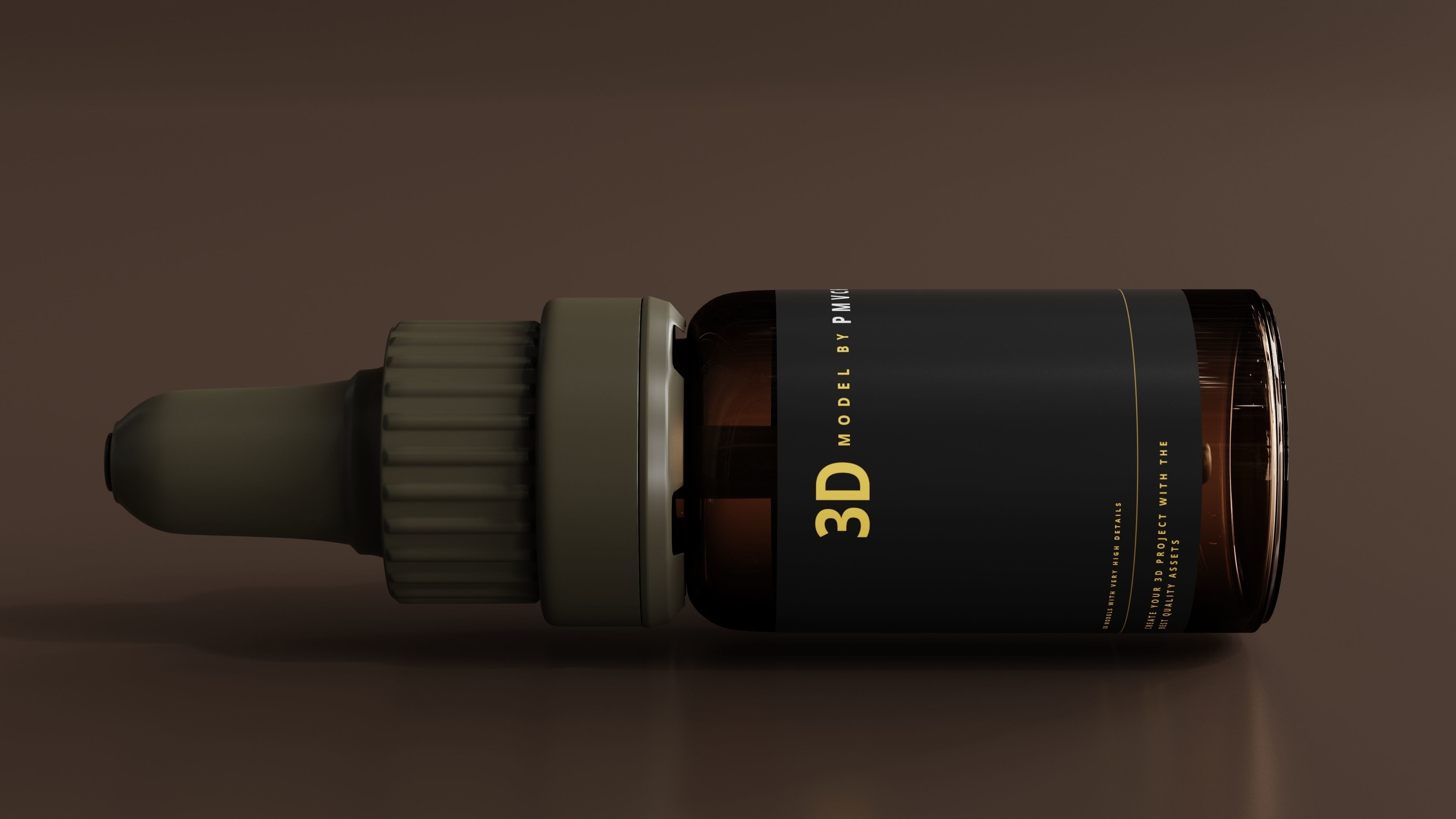 Amber Glass Dropper Bottle 3D model_5