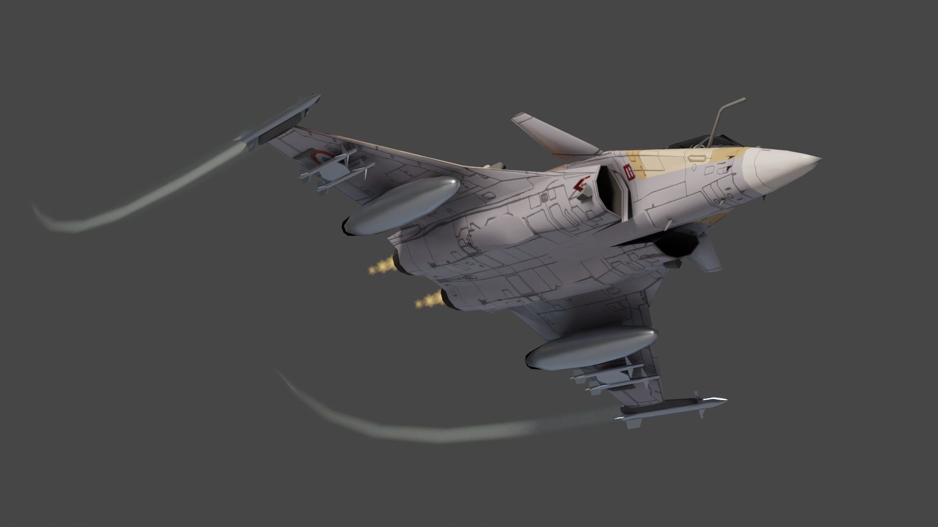 Dassault Rafale jet fighter Low-poly 3D model_11