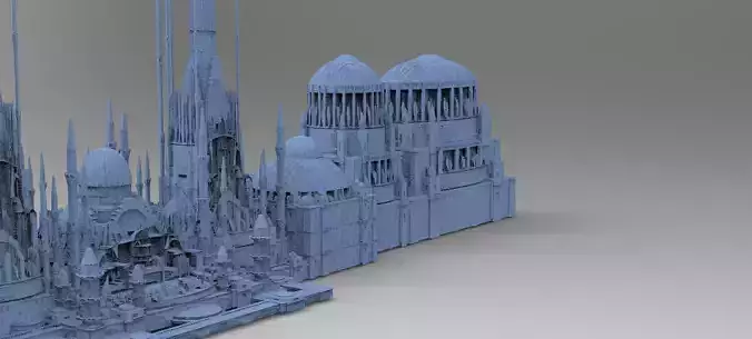Sci fi City Dome palace model set 3