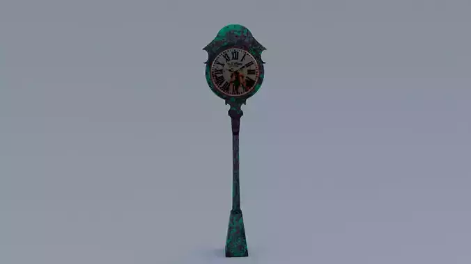 Street Clock Rusted Free low-poly 3D model
