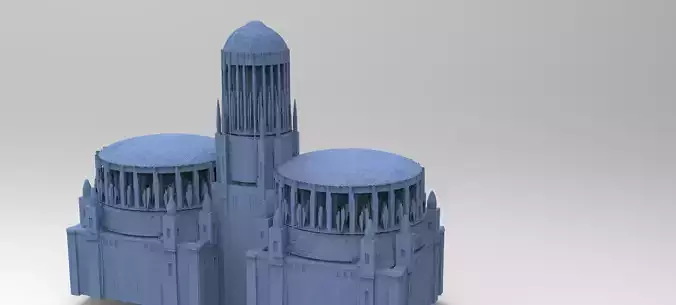 Sci fi City 2 domes  3D model