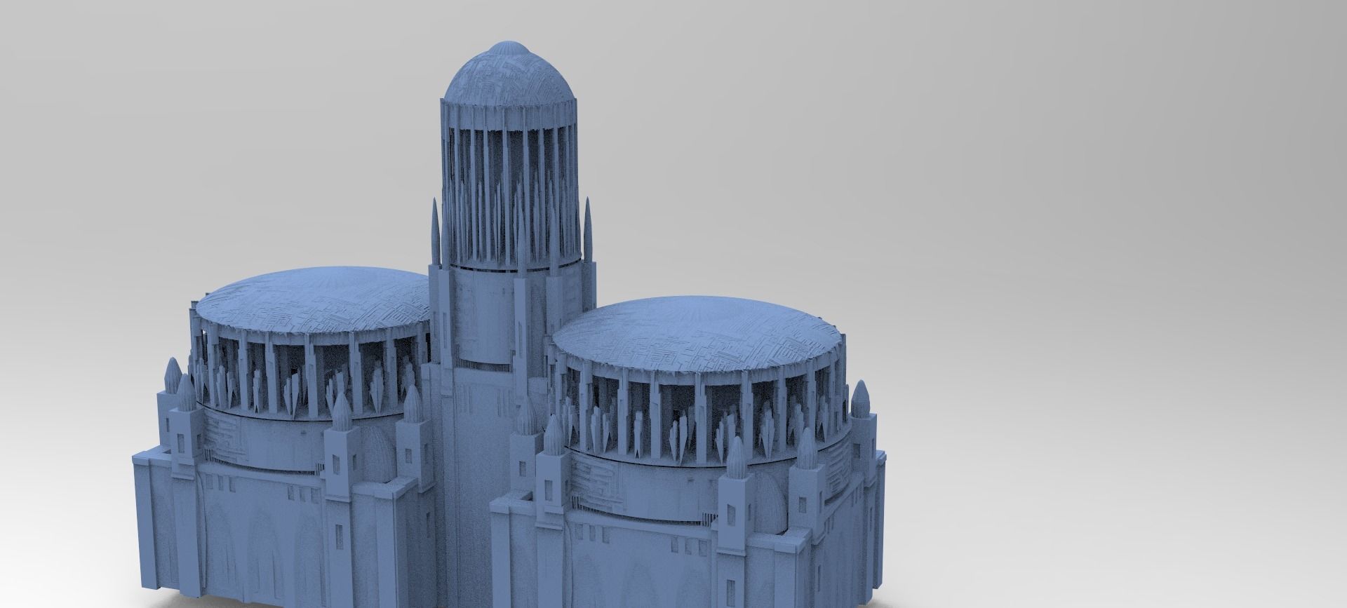 Sci fi City 2 domes  3D model_1