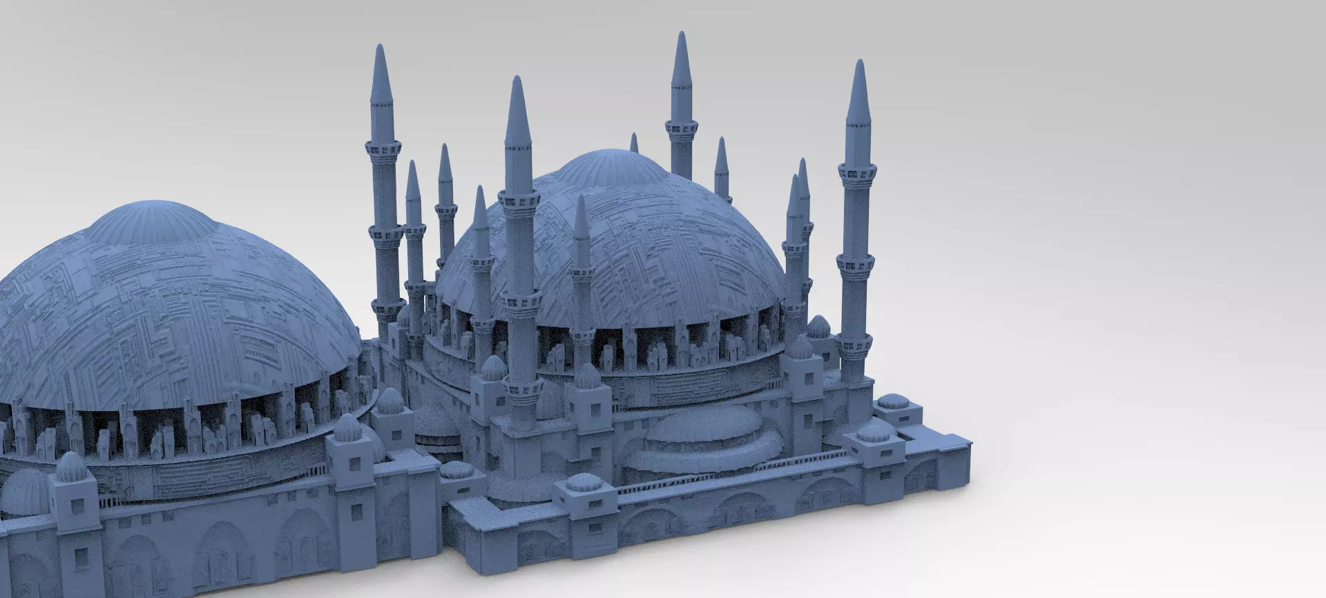 Sci fi City Dome 2 huge domes 3D model_0