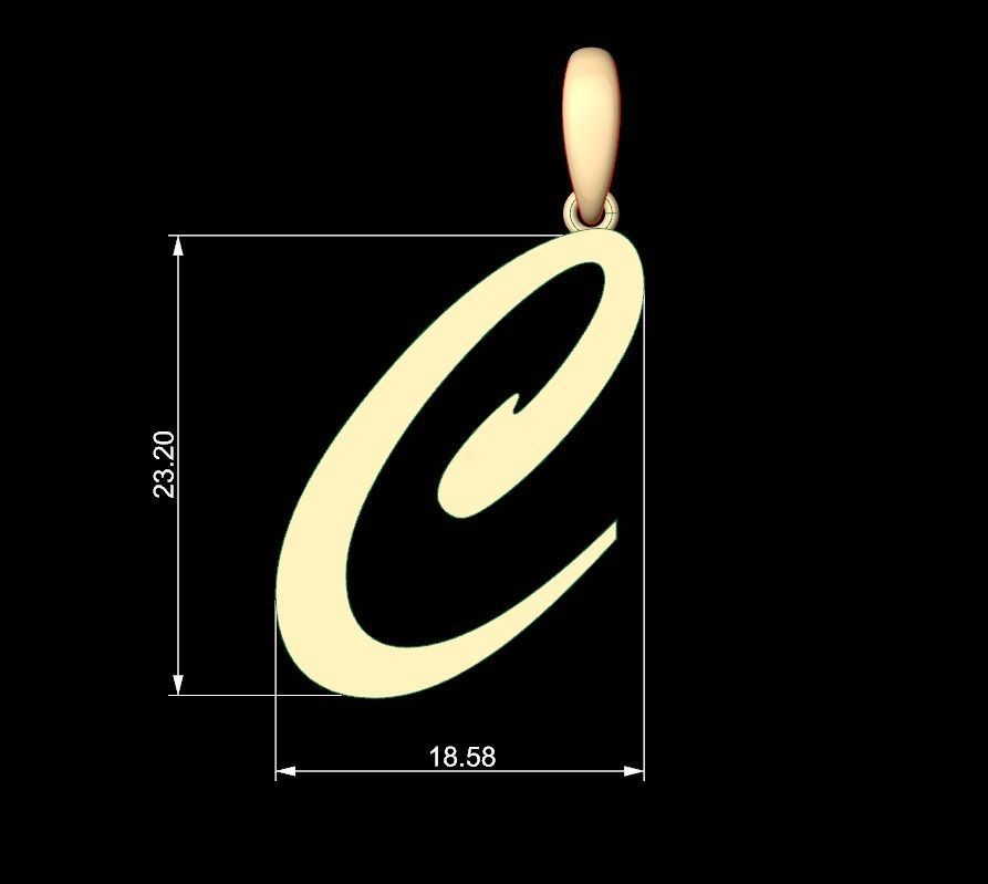 Initial Letters Pendant Brush Script C 3D print model_4
