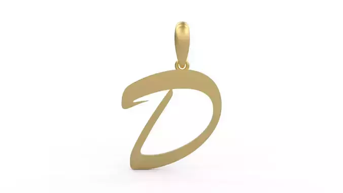 Initial Letters Pendant Brush Script D 3D print model