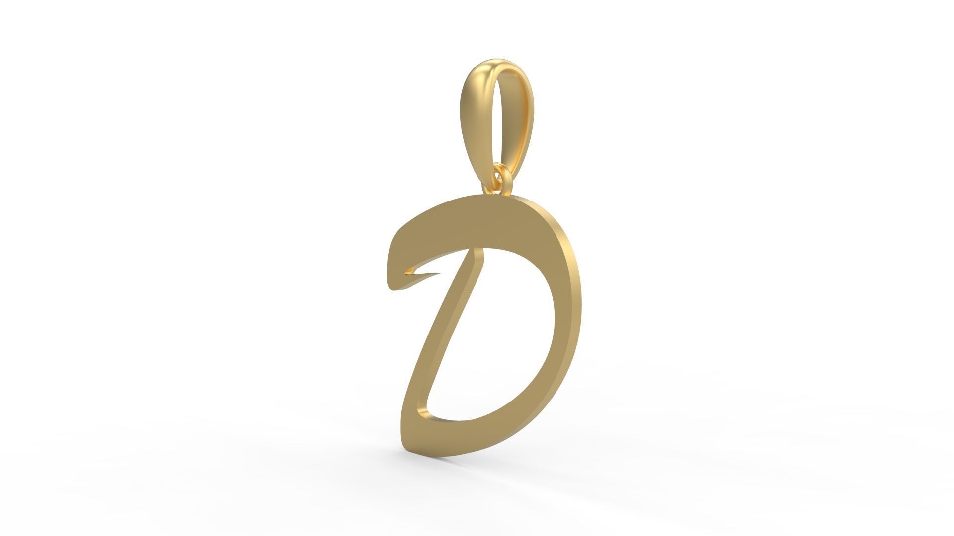 Initial Letters Pendant Brush Script D 3D print model_1