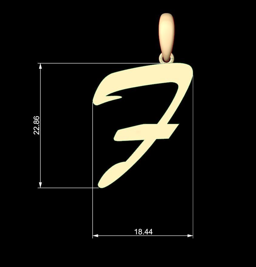 Initial Letters Pendant Brush Script F 3D print model_5
