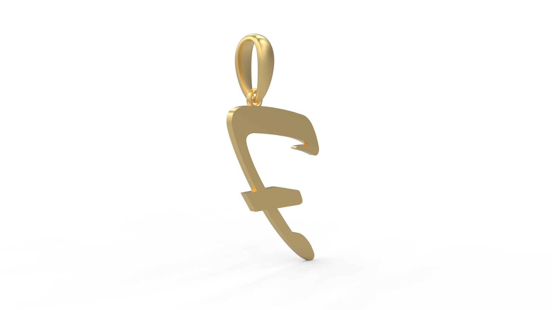 Initial Letters Pendant Brush Script F 3D print model_3
