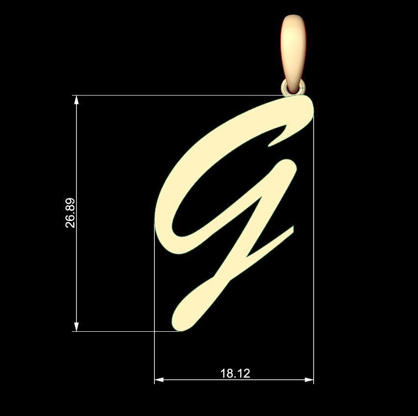 Initial Letters Pendant Brush Script G 3D print model_4