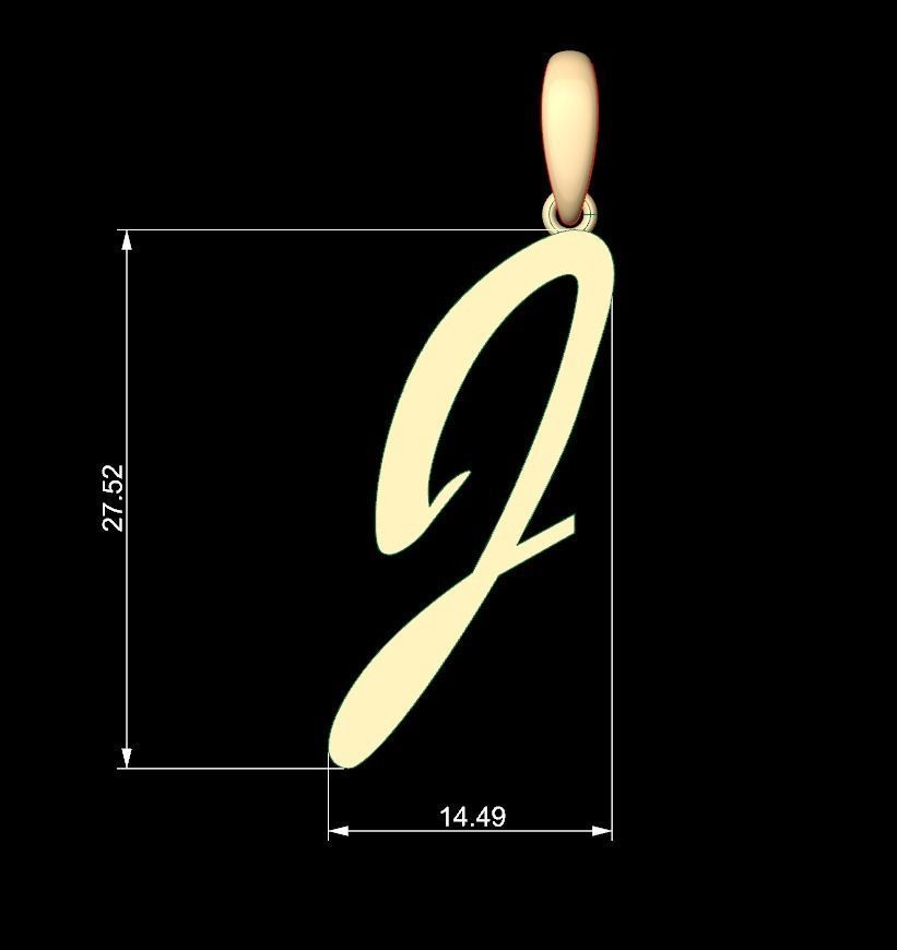 Initial Letters Pendant Brush Script J 3D print model_4