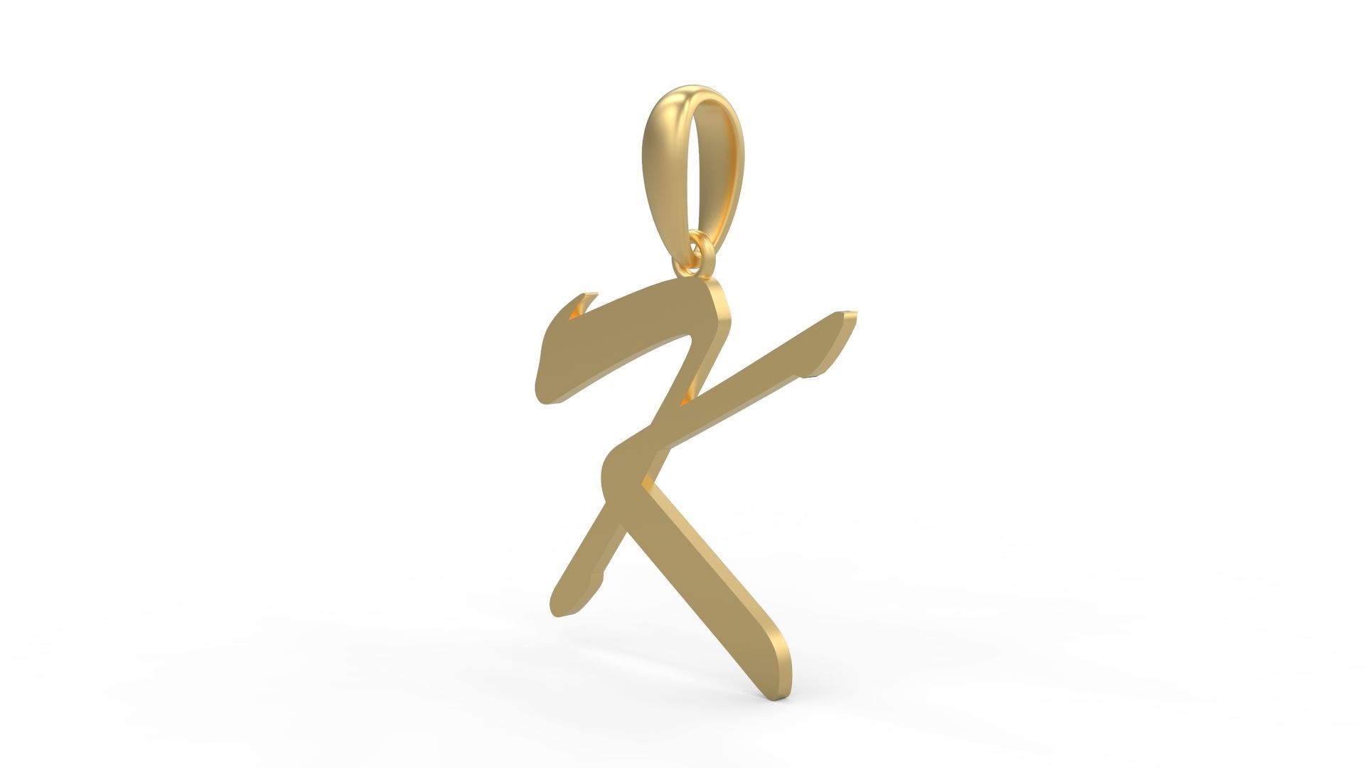 Initial Letters Pendant Brush Script K 3D print model_1