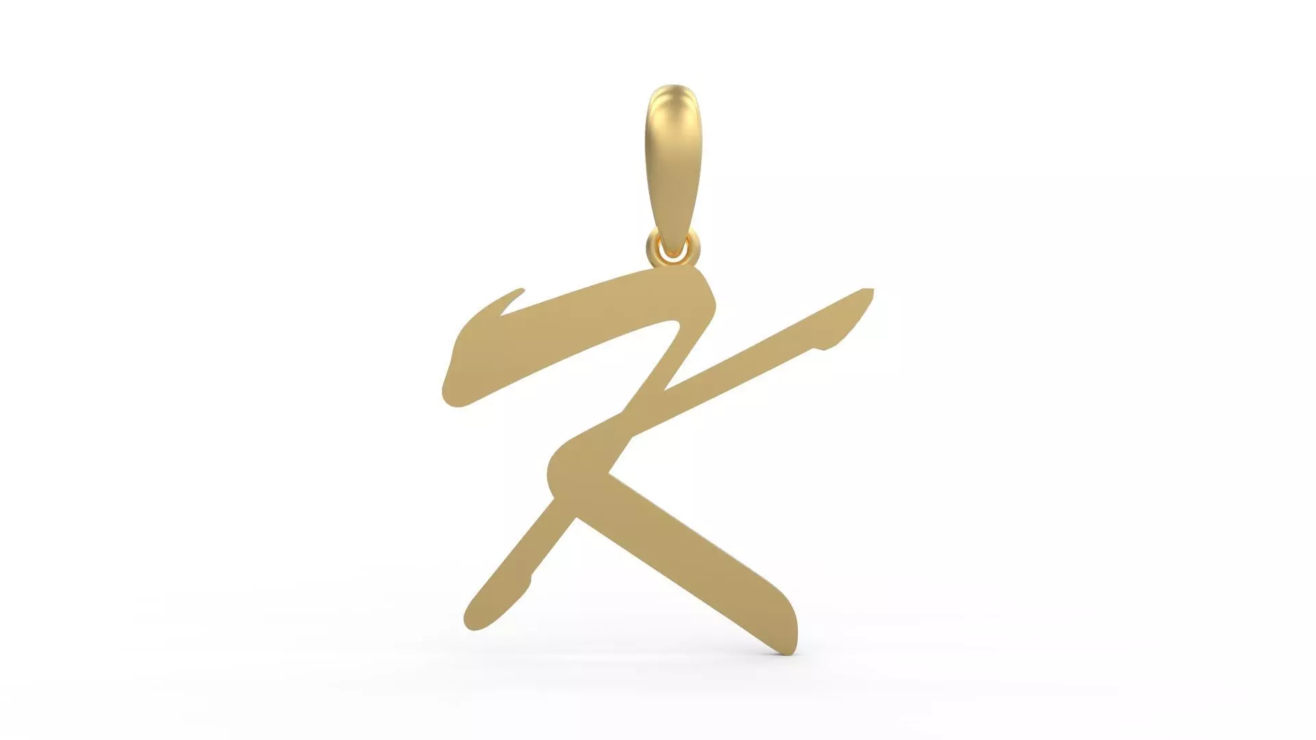 Initial Letters Pendant Brush Script K 3D print model_0