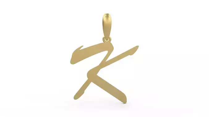 Initial Letters Pendant Brush Script K 3D print model