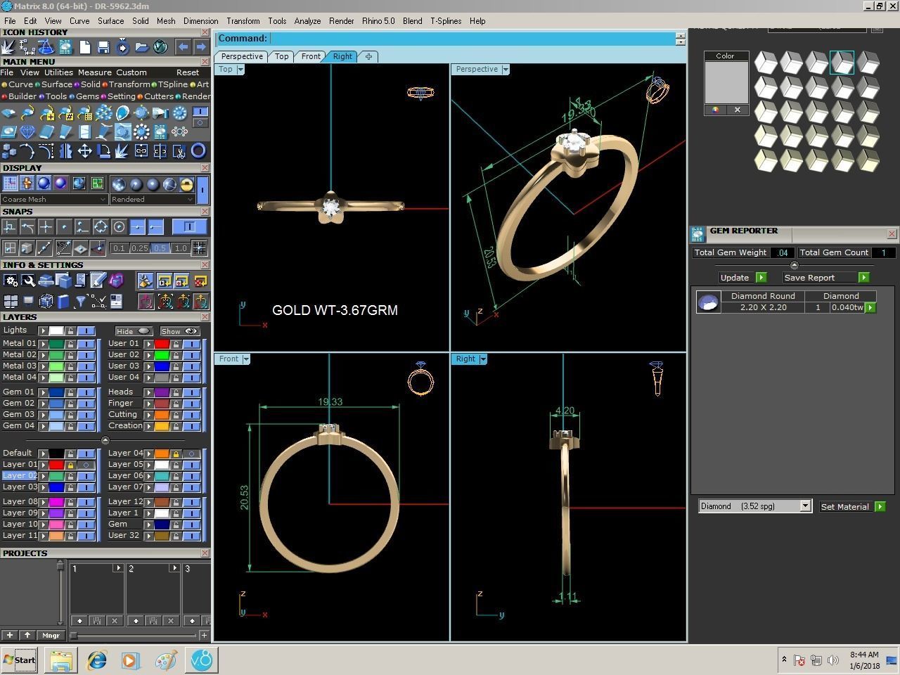 Women Diamond Ring 3dm render details 3D print model_8