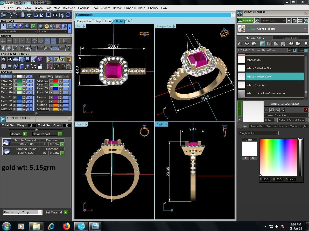 Women Diamond Ring 3dm render details 3D print model_3