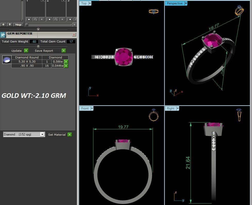 Women Diamond Ring 3dm render details 3D print model_8