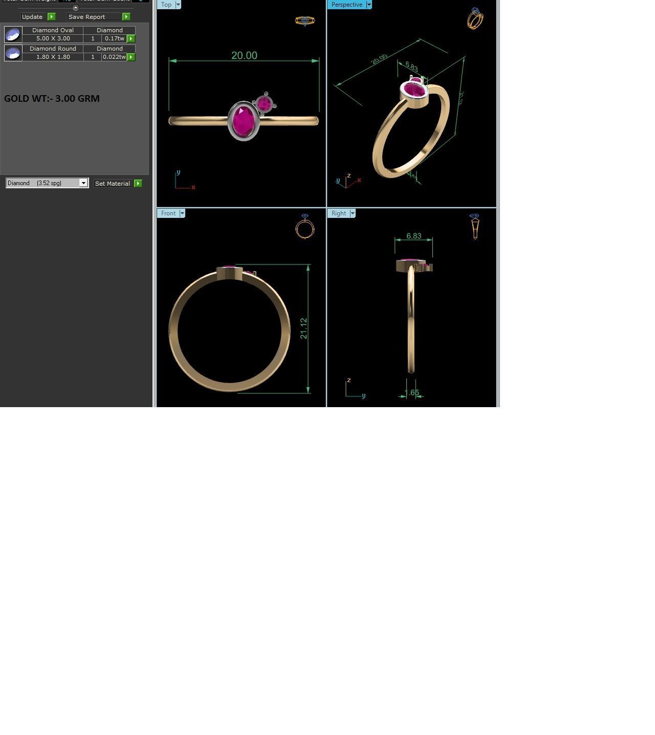 Women Diamond Ring 3dm render details 3D print model_9