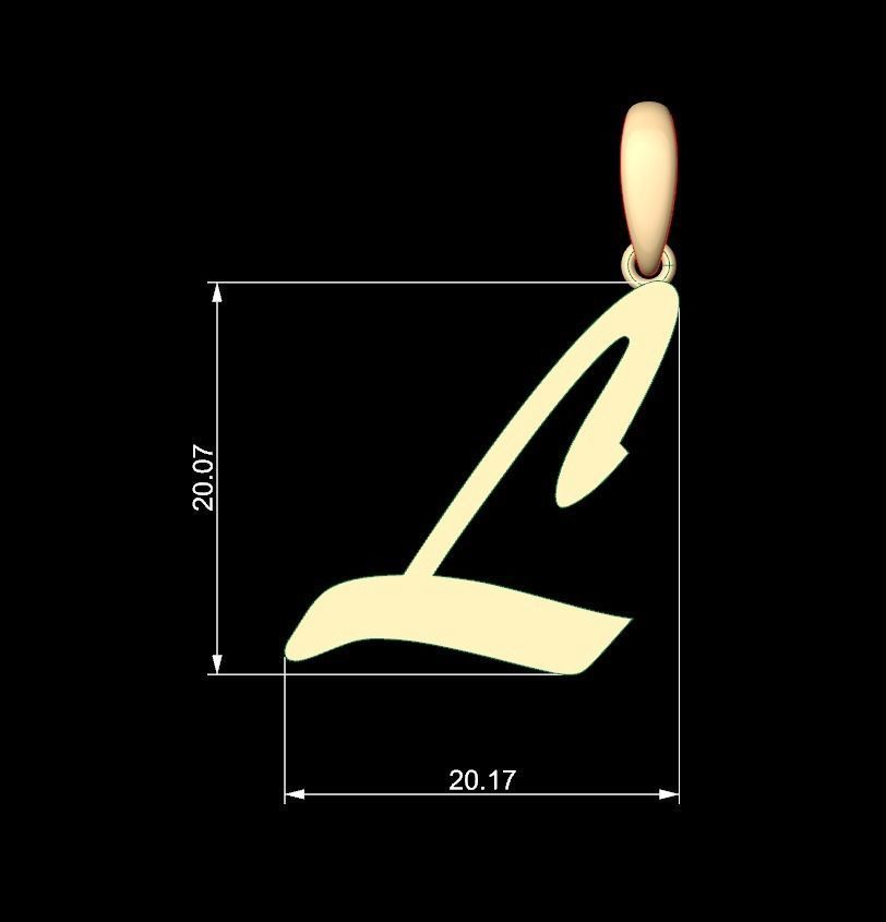 Initial Letters Pendant Brush Script L 3D print model_4