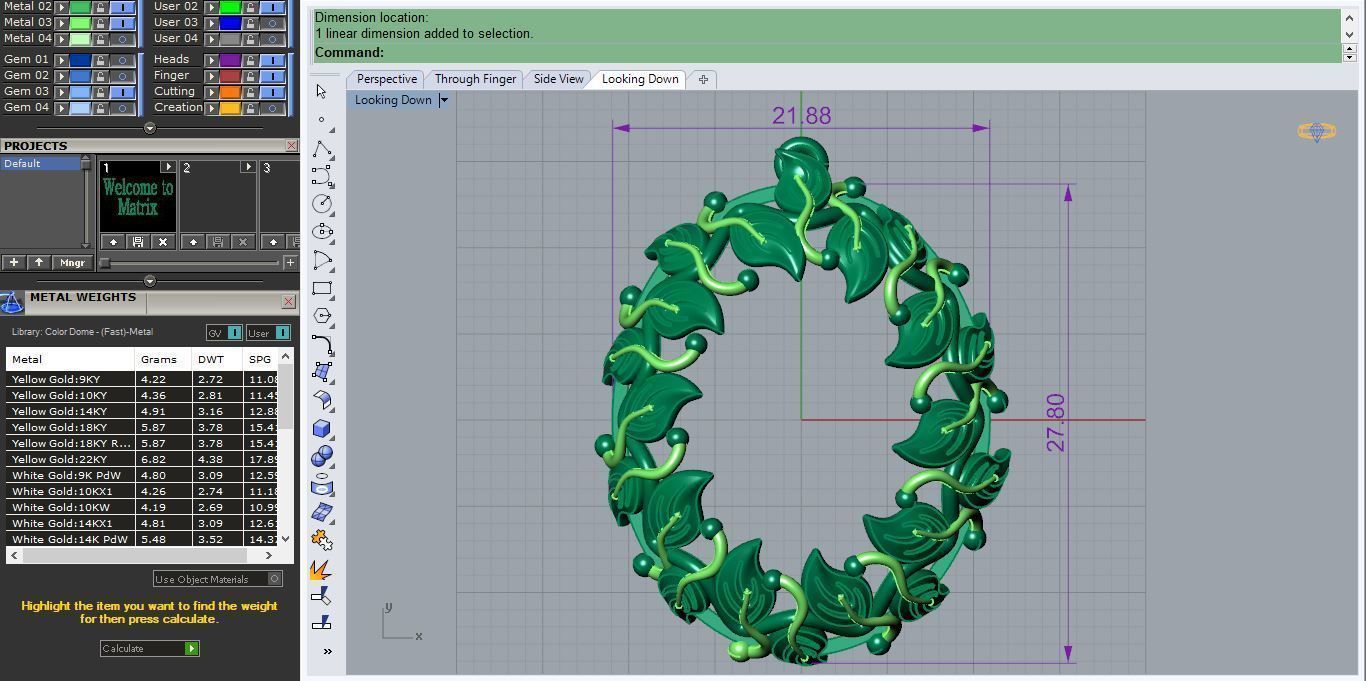 Pendant P 8 gold ring with leaves 3D print model_4