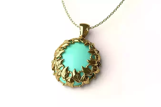 Pendant P 8 gold ring with leaves