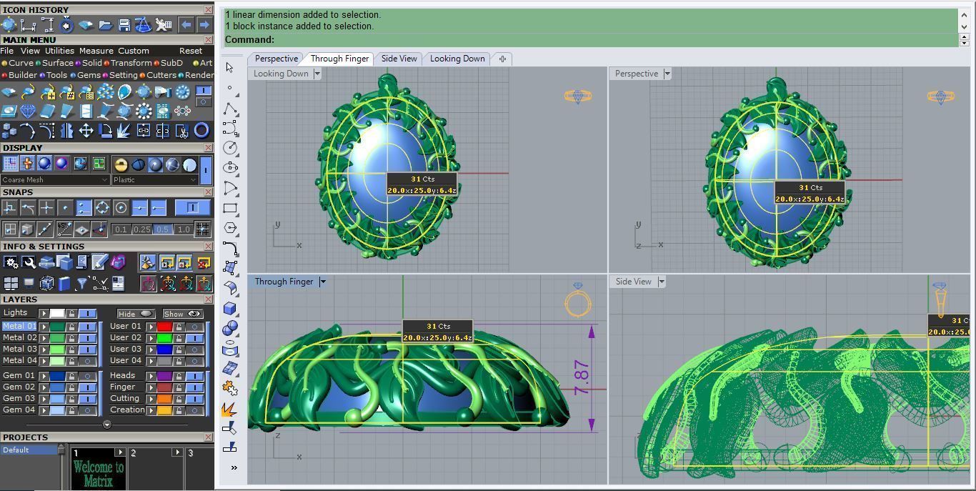 Pendant P 8 gold ring with leaves 3D print model_5