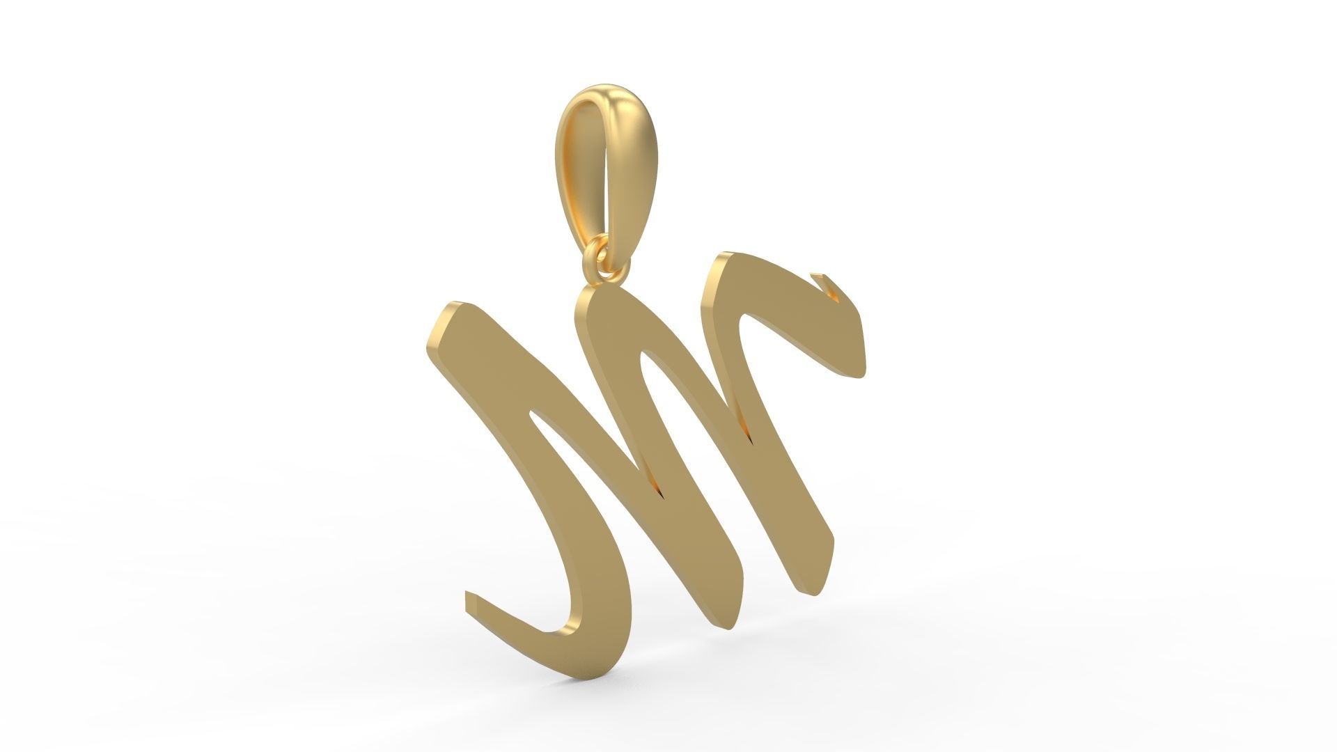 Initial Letters Pendant Brush Script M 3D print model_3