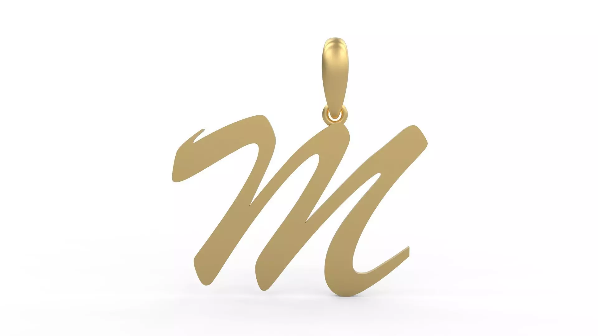 Initial Letters Pendant Brush Script M 3D print model_0
