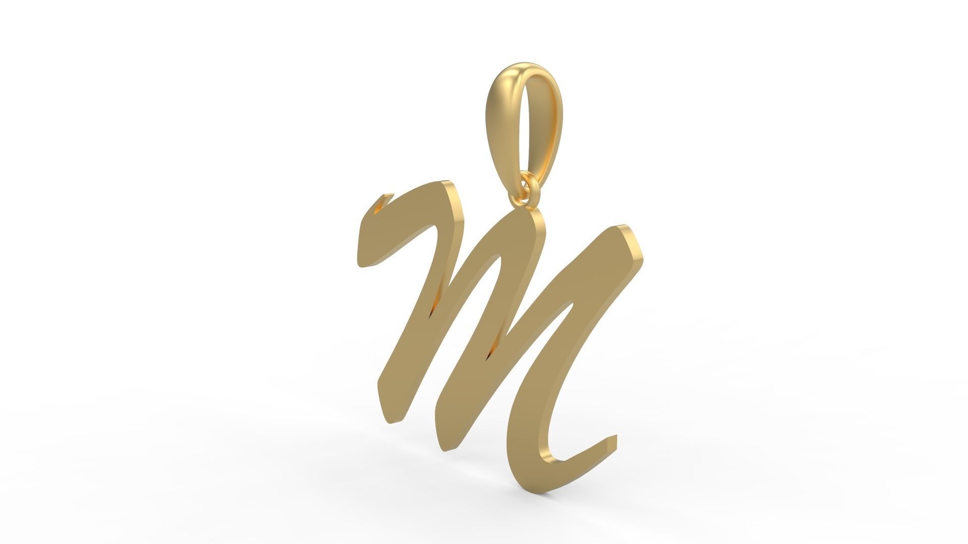 Initial Letters Pendant Brush Script M 3D print model_1