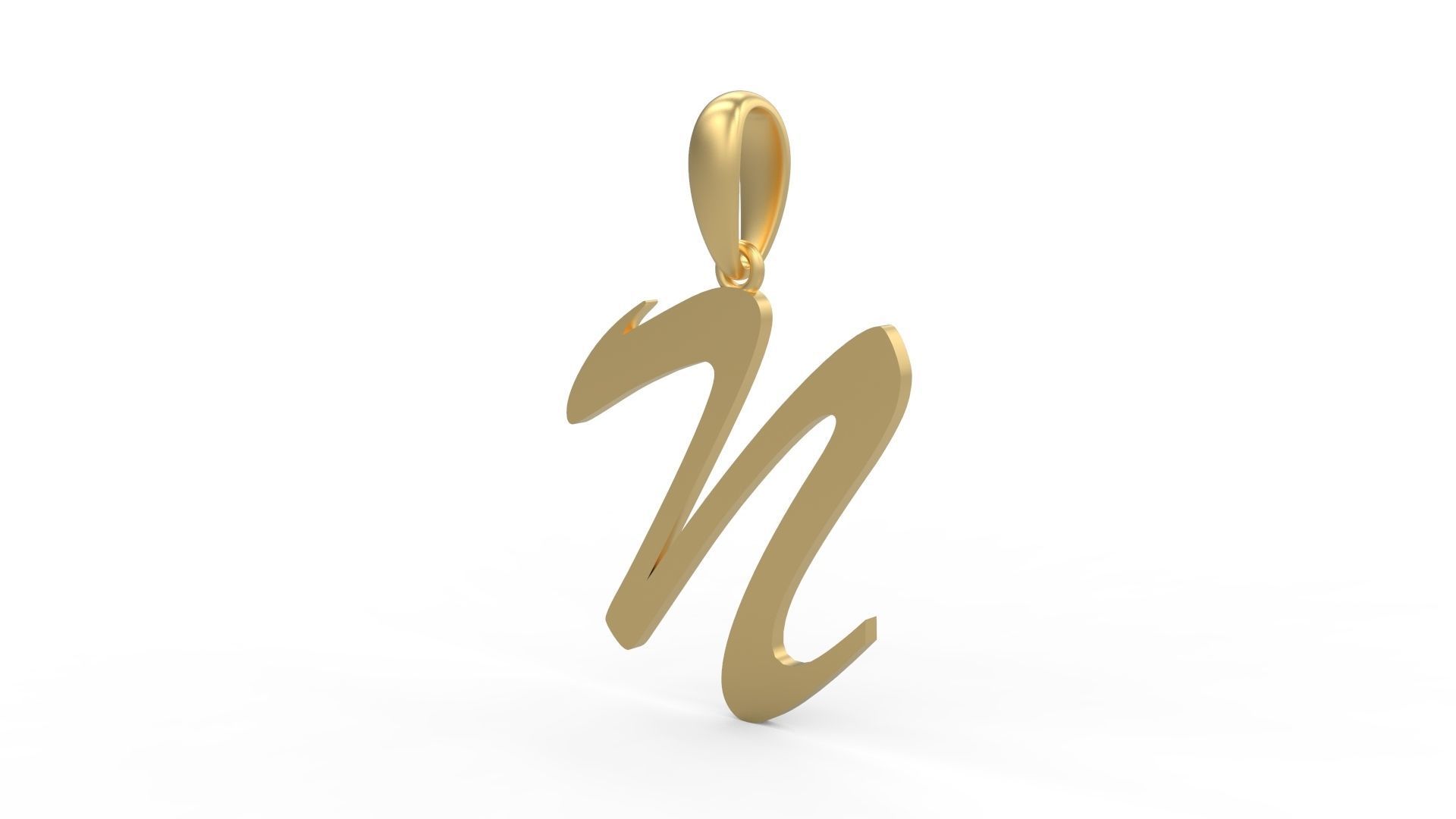Initial Letters Pendant Brush Script N 3D print model_1