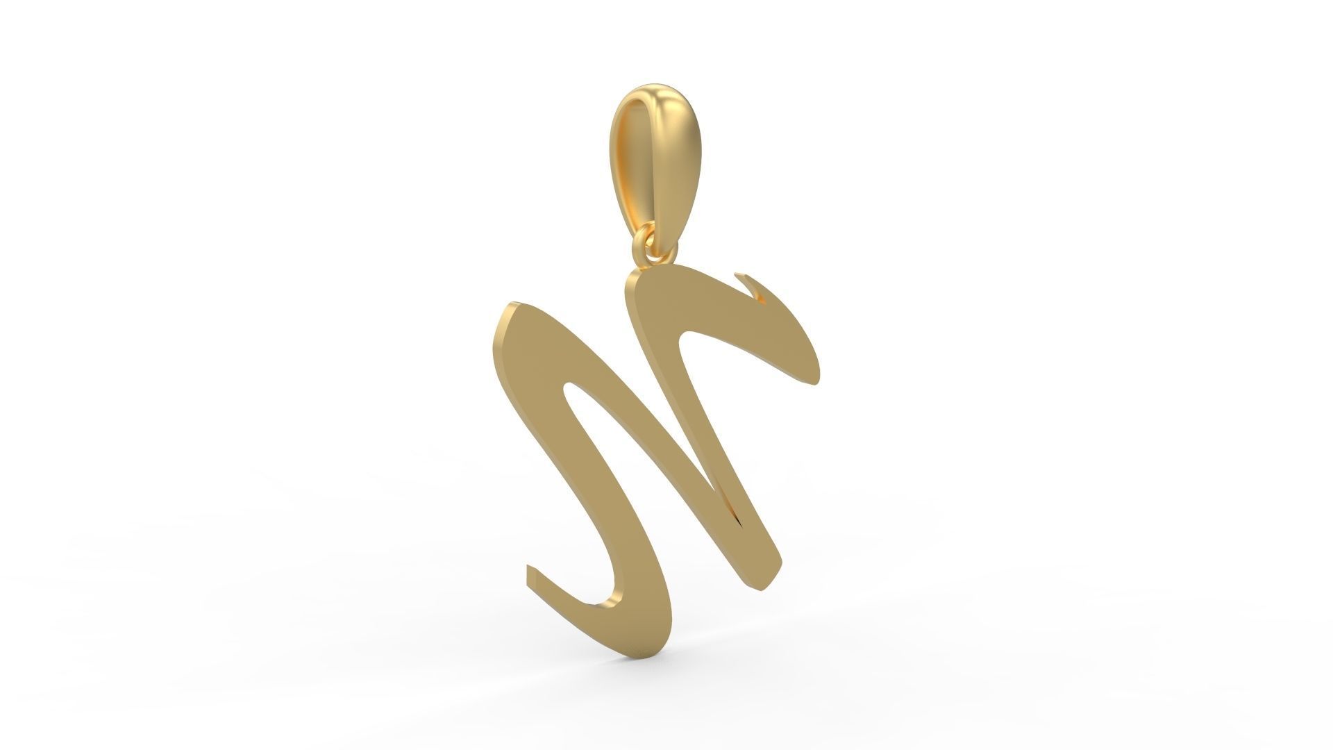 Initial Letters Pendant Brush Script N 3D print model_3