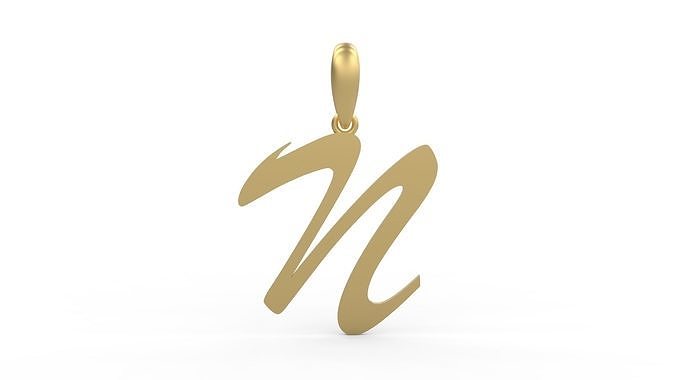 Initial Letters Pendant Brush Script N 3D print model