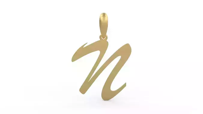 Initial Letters Pendant Brush Script N 3D print model