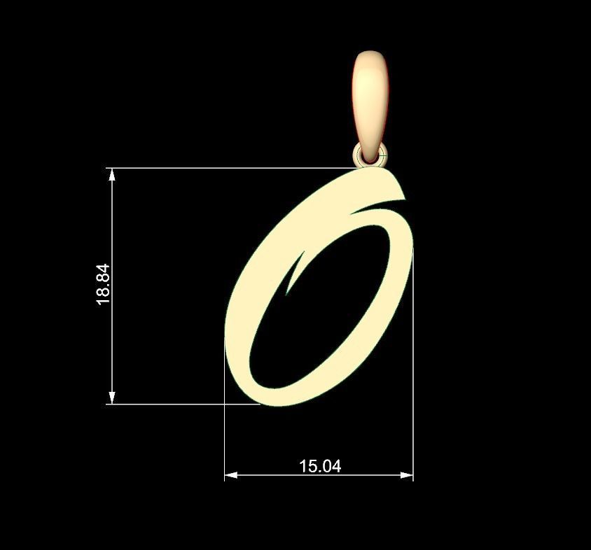 Initial Letters Pendant Brush Script O 3D print model_5