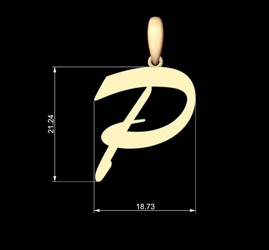 Initial Letters Pendant Brush Script P 3D print model_5