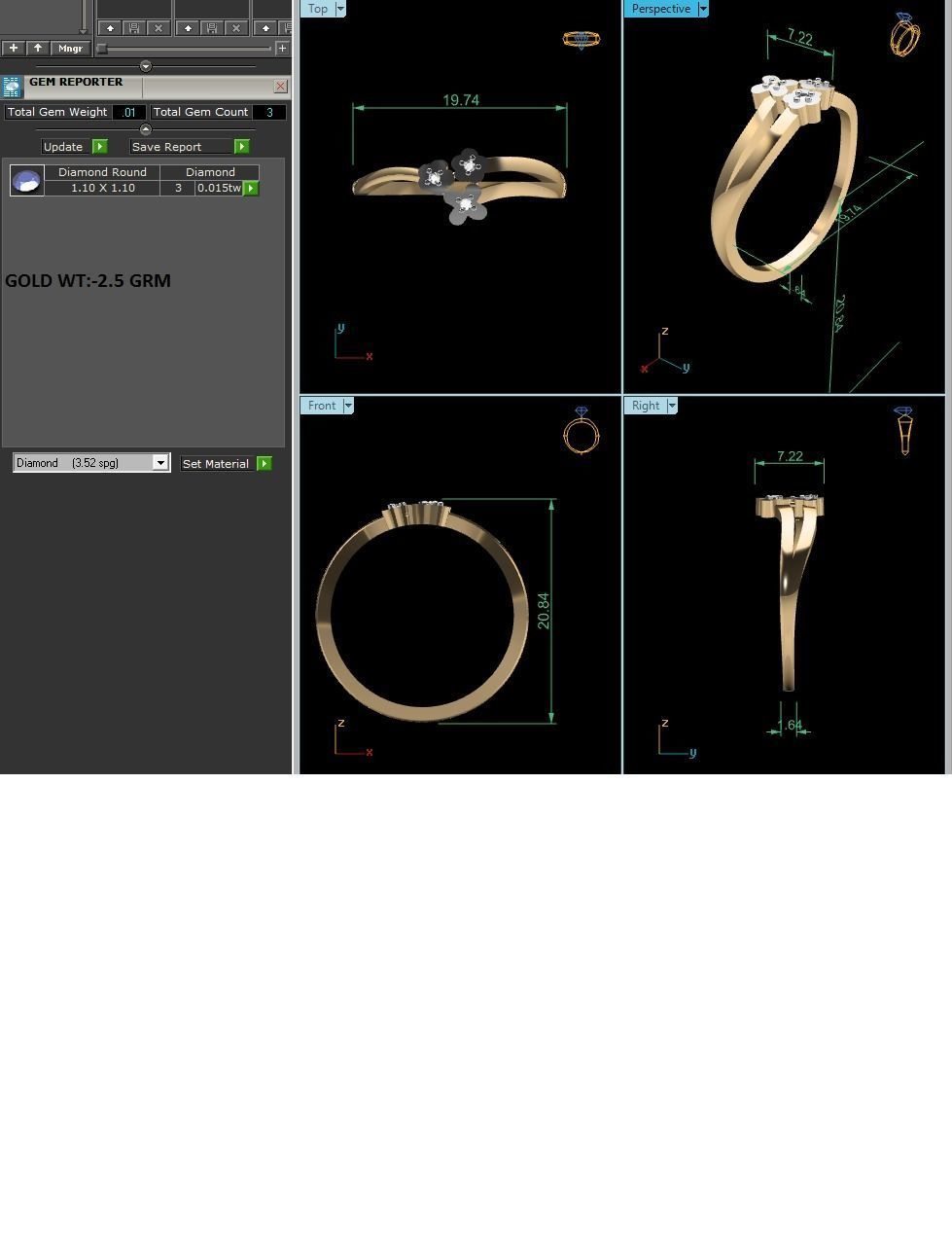 Women Diamond Ring 3dm render details 3D print model_9