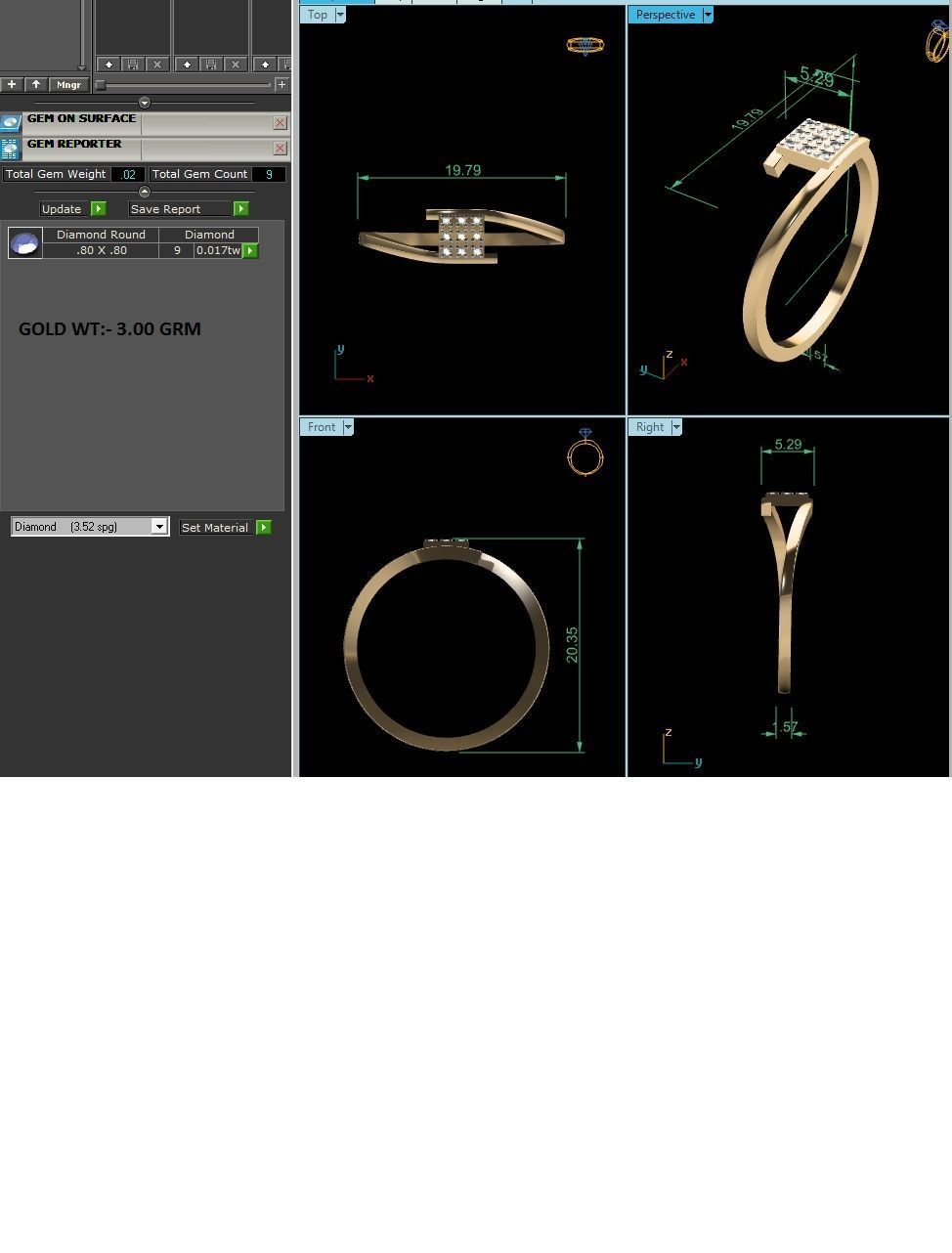 Women Diamond Ring 3dm render details 3D print model_9