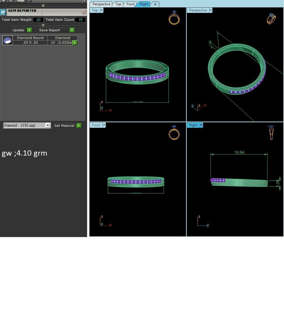 Women Diamond Ring 3dm render details 3D print model_9