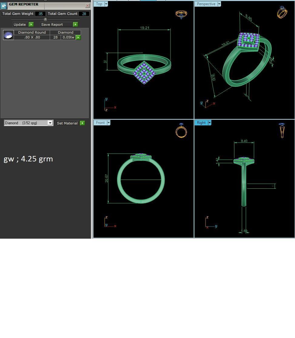 Women Diamond Ring 3dm render details 3D print model_9
