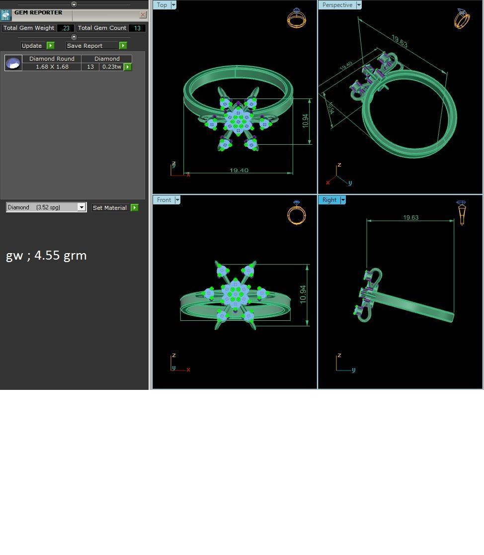 Women Diamond Ring 3dm render details 3D print model_9